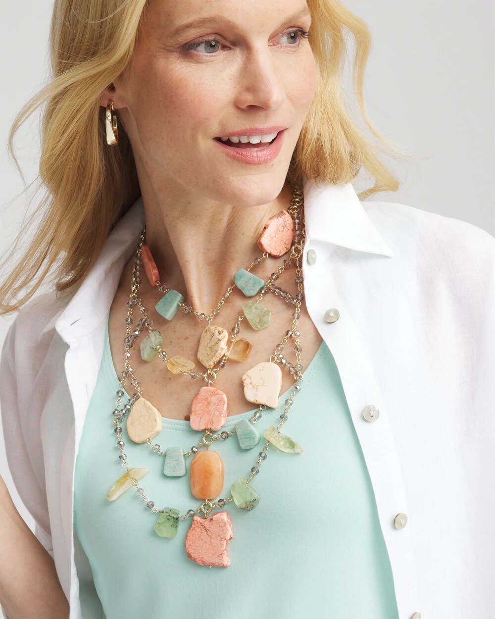 ◆ミルク◆ Imber necklace, Mixed cuts, Multicoloured, Gold-tone plated